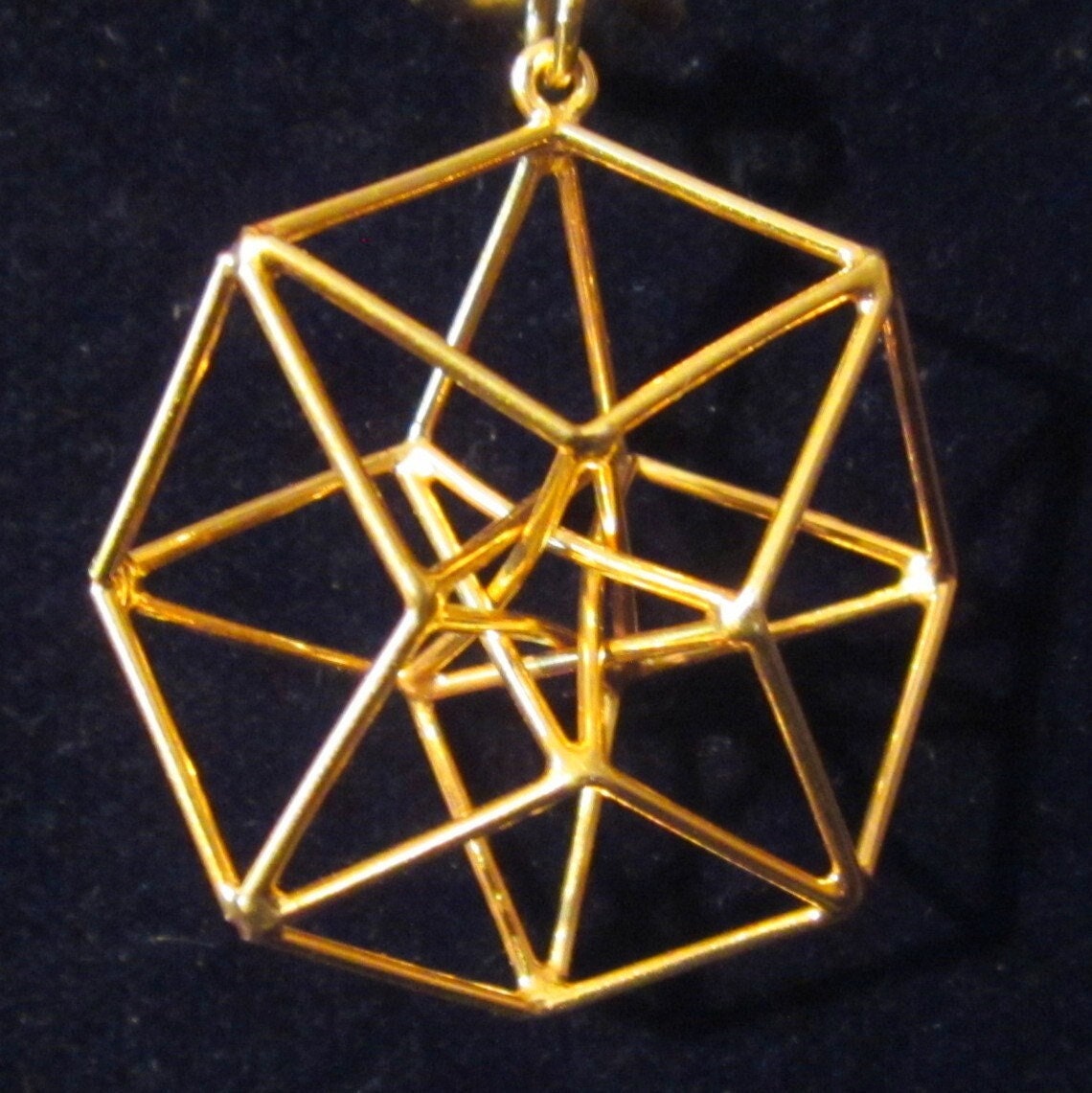 4D HyperCube Tesseract, 3D Sacred Geometry Jewelry for Manifestation + Communication - in Silver / Gold / Brass / Copper