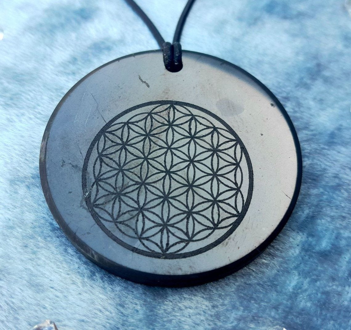 SHUNGITE EMF Pendants : Tree of Life, Flower of Life, Yin-Yang, Donut-Shield, Protection from WiFi, Smart Phones, Laptop, PC