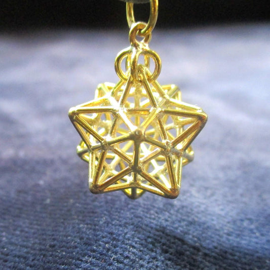 Solar Spirit Star Brass pendant ※ 3D Sacred Geometry Jewelry * stellated Dodecahedron in Brass, Silver or Gold