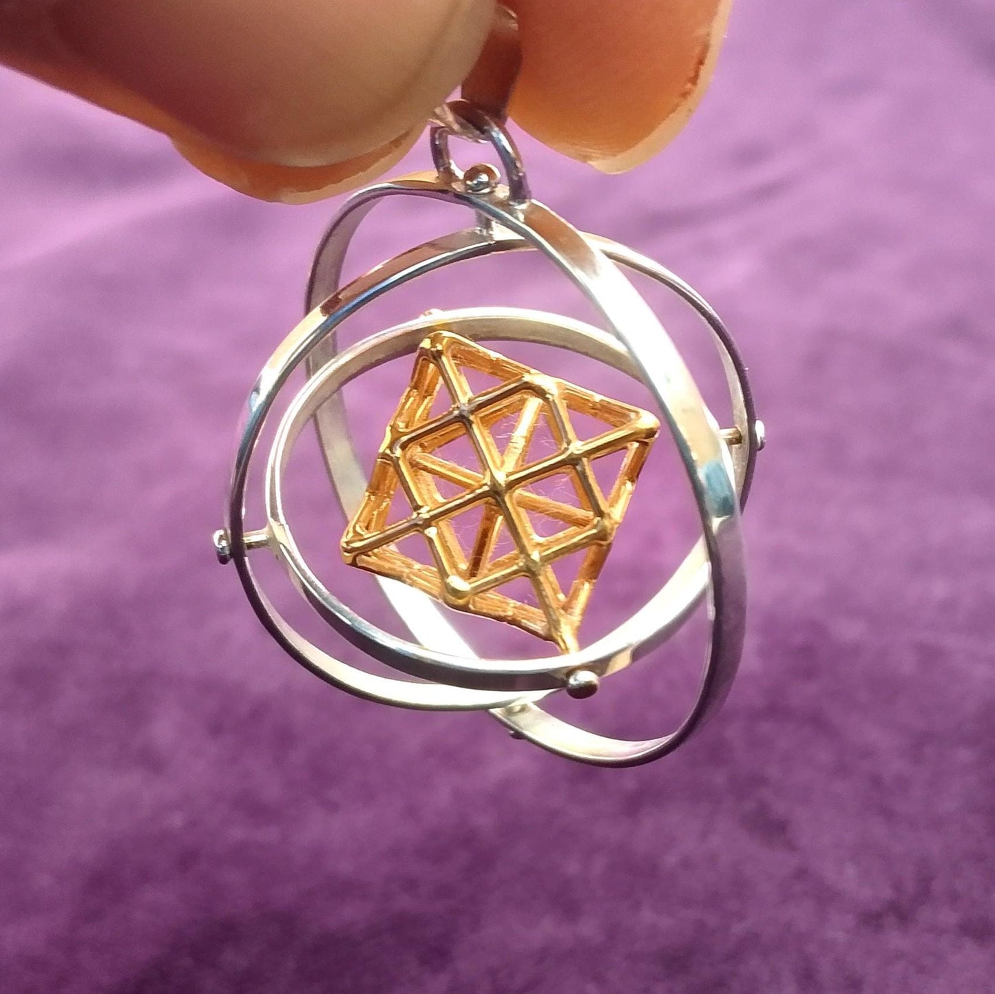 3D SPINNING Tantric Terra Prana Cube ※ 4 Elements Sacred Geometry Jewelry