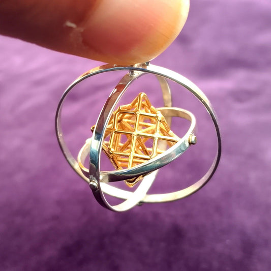 3D SPINNING Tantric Terra Prana Cube ※ 4 Elements Sacred Geometry Jewelry