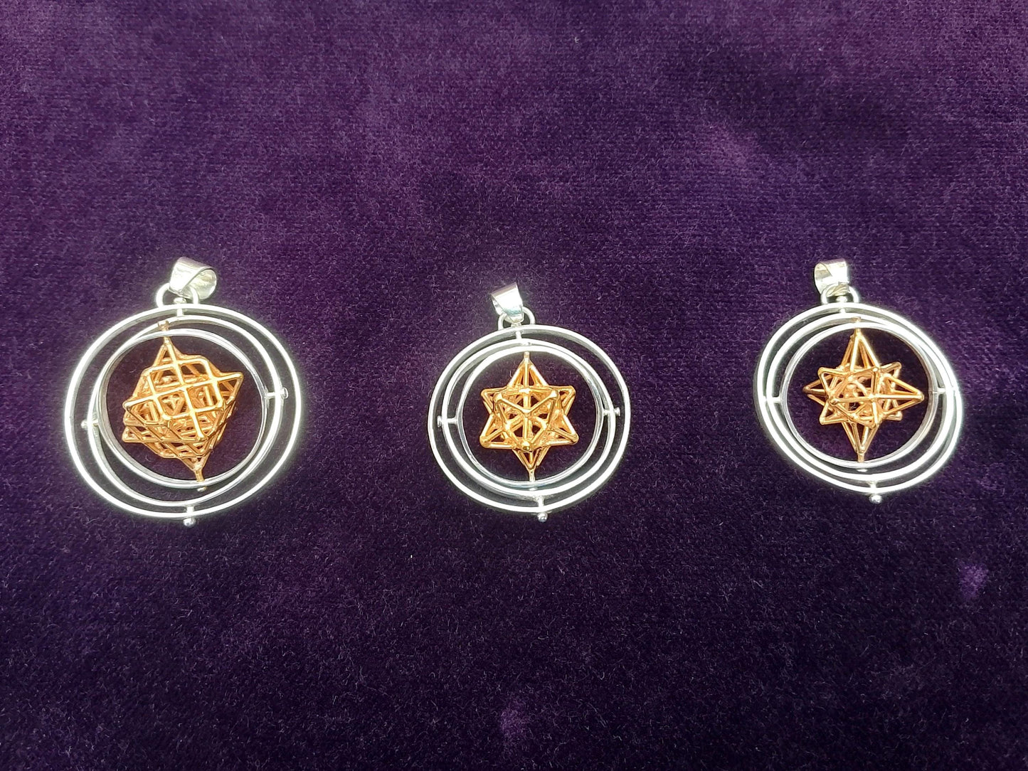 Heart Star 3D SPIN pendant ※ Sacred Geometry Silver Gold Jewelry
