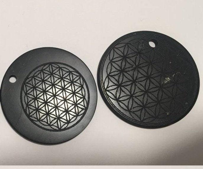 real Shungite Pendants YinYang EMF-Shields, Flower of Life, Tree of Life