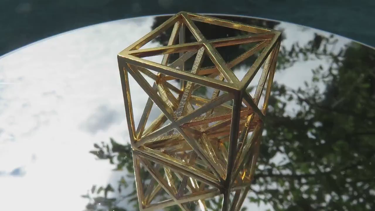 Metatrons Cube 3D ※ 925 Sterling Silver Gold Sacred Geometry pendant