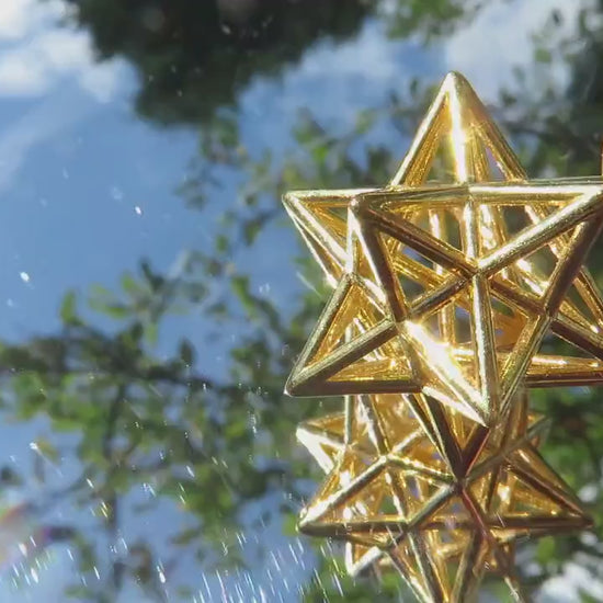 Solar Spirit Star Silver pendant ※ 3D Sacred Geometry Silver Gold Jewelry, Dodecahedron Star 3D Pentagram Magic