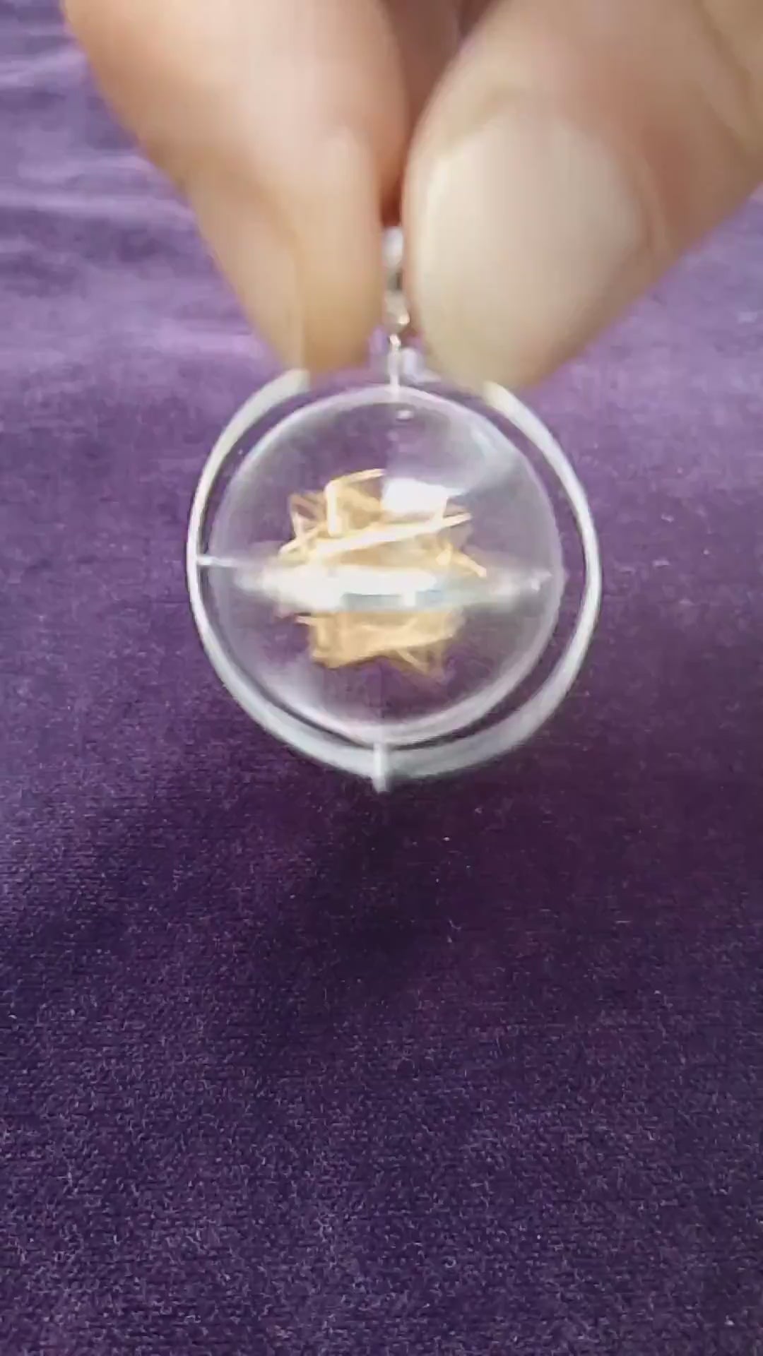 SOLAR Star 3D SPIN Sacred Geometry Pendant, Spinning Gold Jewelry, 3D Pentagram Magic