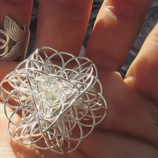 Flower of Life Necklace 3D • Sacred Geometry Pendant • Sterling Silver / Gold Jewelry • Spiritual & Healing Gift