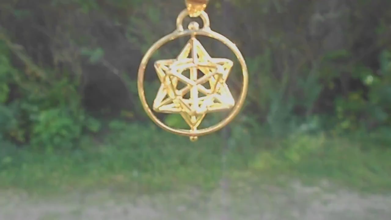 Solar Spirit Star Spinner pendant ※3D Sacred Geometry Jewelry Sterling Silver / Brass / Gold-plated *magical Dodecahedron Pentagram Star